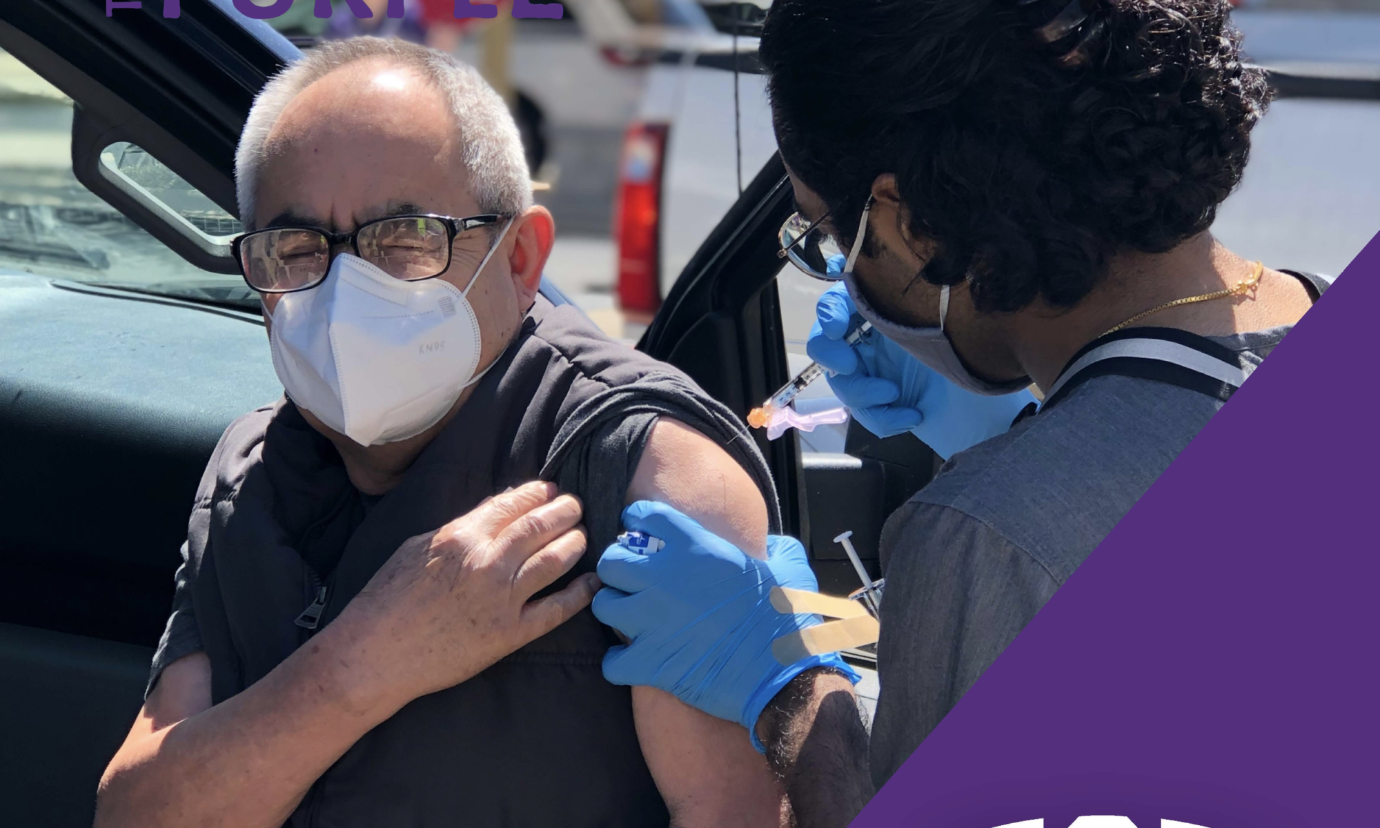 TCU School of Medicine Dilan Shah administers COVID-19 vaccine at a drive-thru clinic at TCU in Fort Worth in 2021.