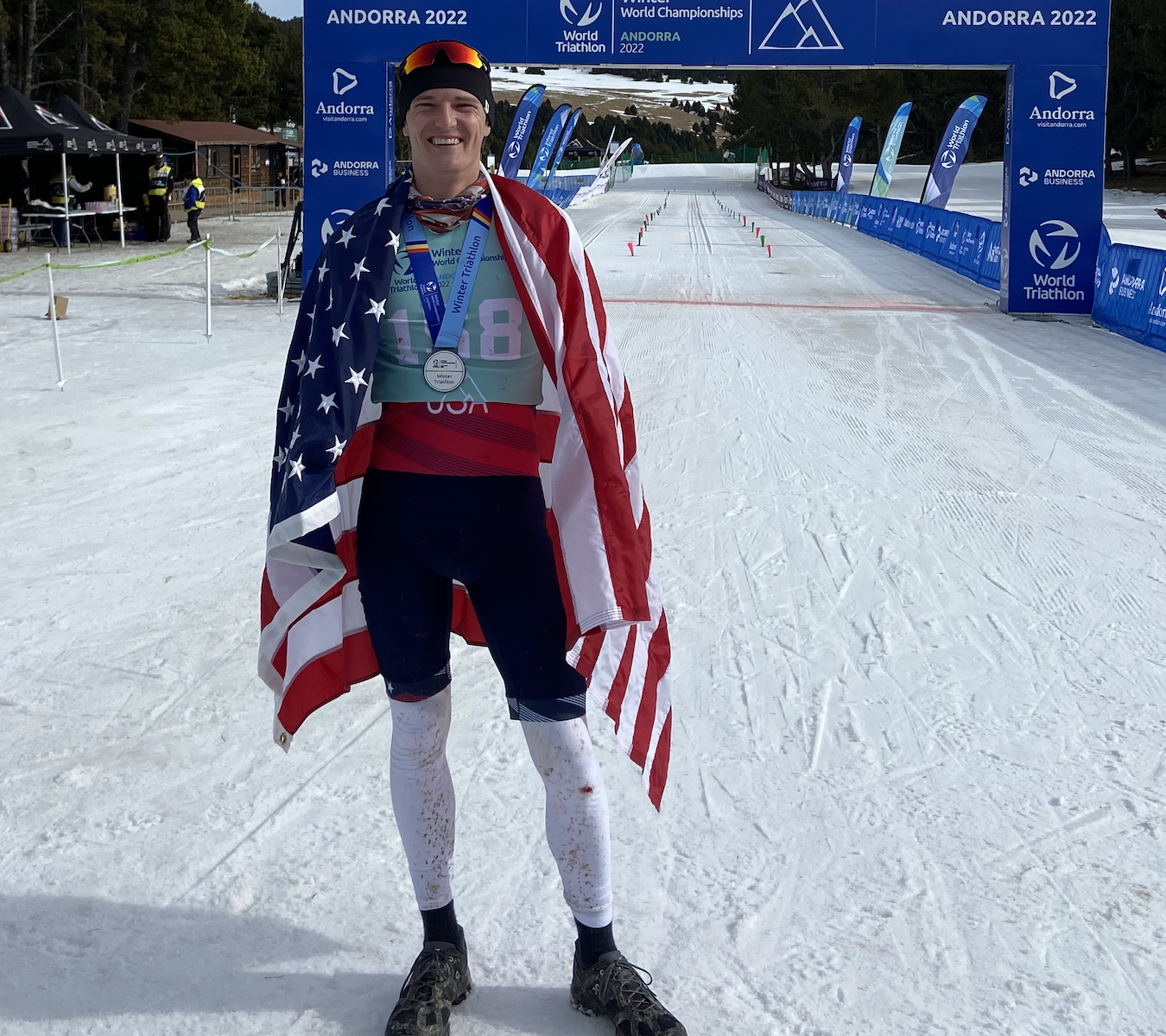 William Naworski, a first-year medical student at TCU School of Medicine, competed for Team USA in the 2022 World Triathlon Winter Duathlon Championships in Europe. (Photo Courtesy of William Naworski)