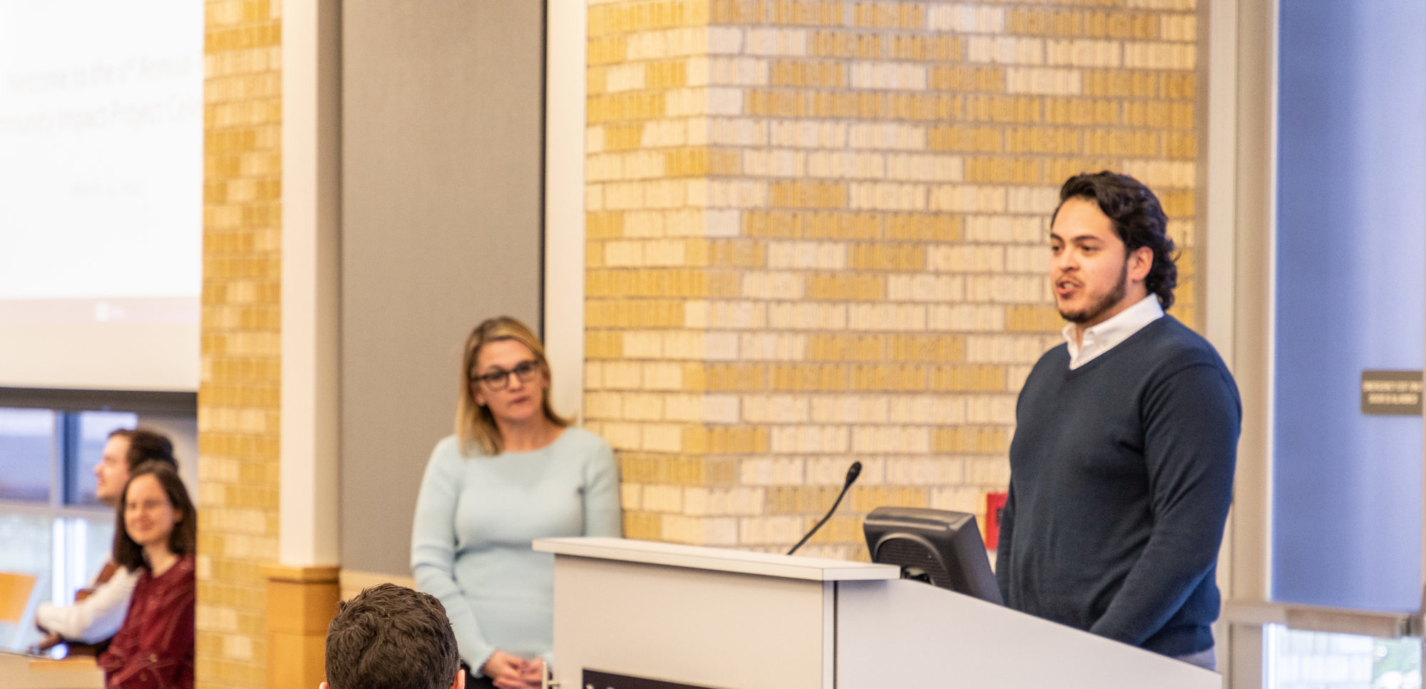 TCU School of Medicine student Edmundo Esparza presents at the Preparation for Practice Community Impact Celebration at TCU on March 24, 2022.