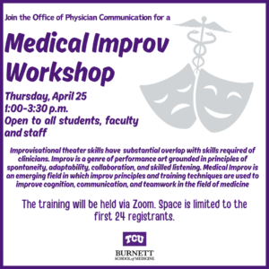 Medical Improv Workshop April 25, 2024 1:00 - 3:00 pm 