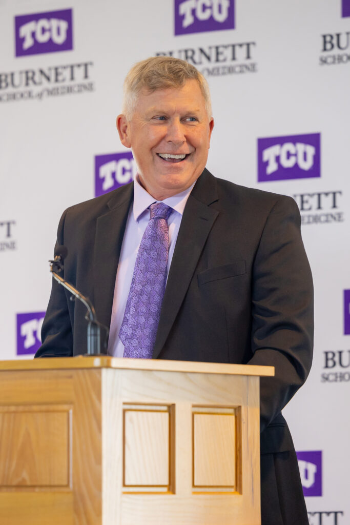 Founding Dean Stuart D. Flynn, M.D., Anne Burnett Marion School of Medicine at Texas Christian University White Coat Celebration July 13, 2024.