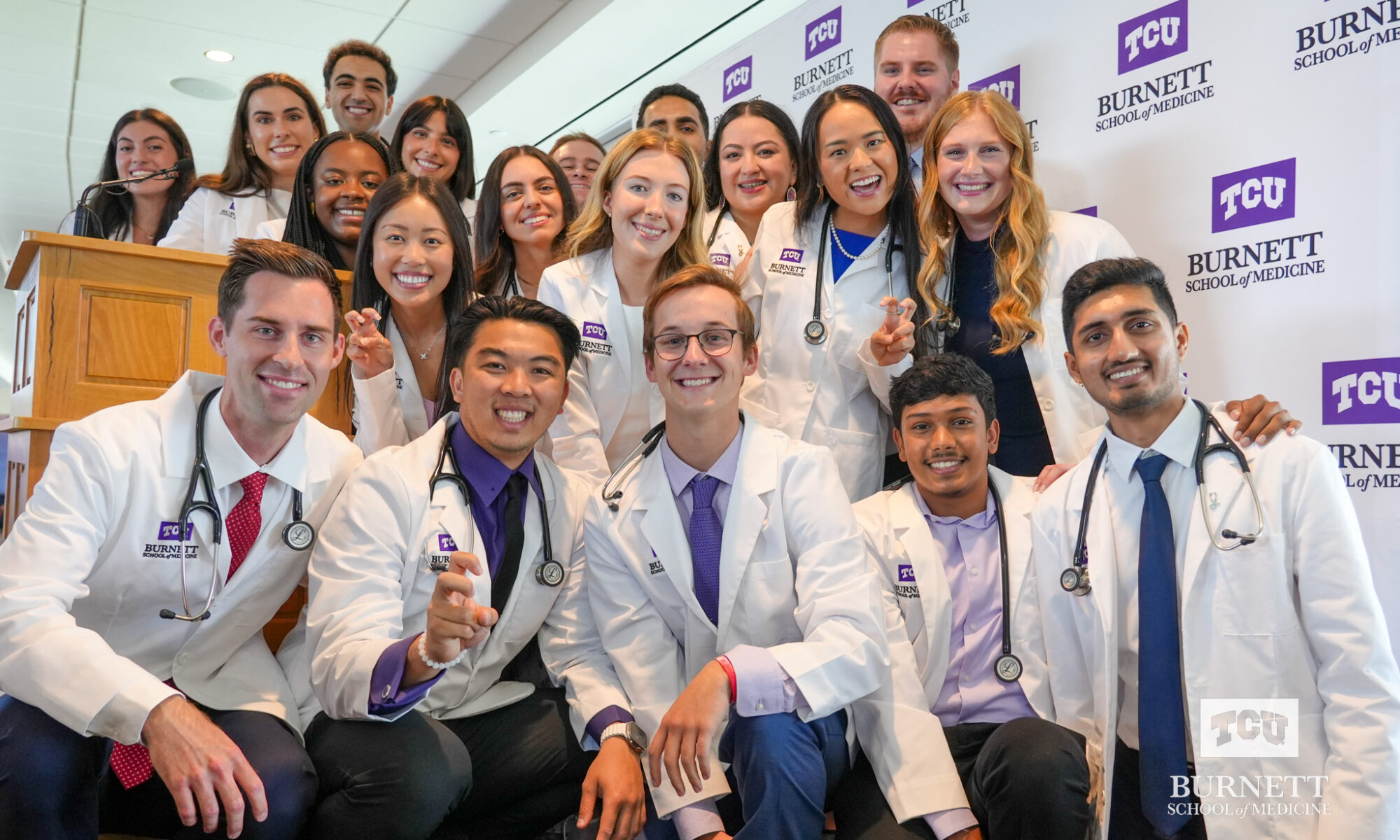 FIrst-year medical students received their white coats at the Anne Burnett Marion School of Medicine at Texas Christian University in Fort Worth on July 13, 2024.