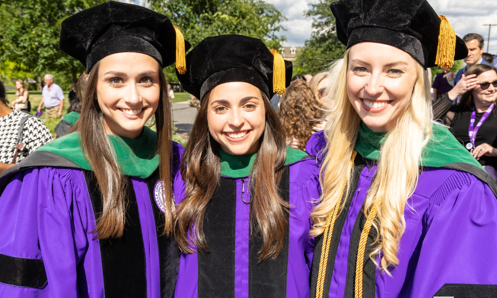 L-R: Lauren Holladay, M.D., Isabella Amado, M.D., and Alexandra Richards, M.D., are new graduates of the Anne Burnett Marion School of Medicine at Texas Christian University.