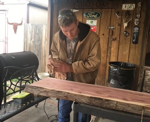 Cort Ewing working at his family's Texas ranch.